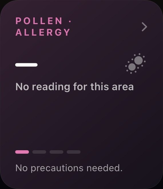 Pollen and allergy: no reading for this area — no precautions needed.