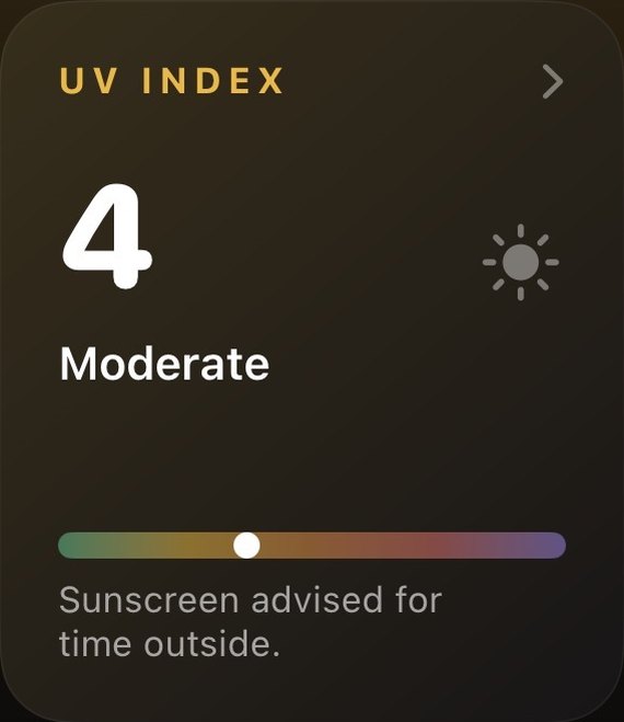 UV index 4, Moderate — sunscreen advised for time outside.
