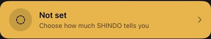 Focus mode in your profile: choose how much SHINDO tells you.