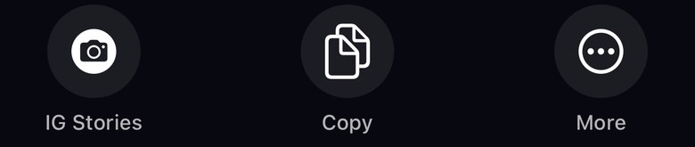 Share as IG Stories, Copy or More.