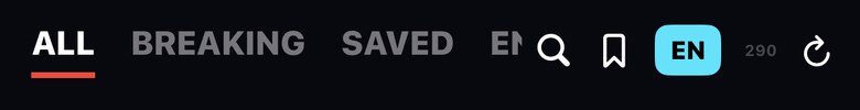 SHINDO's news tabs: All, Breaking and Saved, with search and saved buttons.